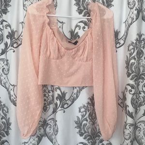 PLT rose dot crop top